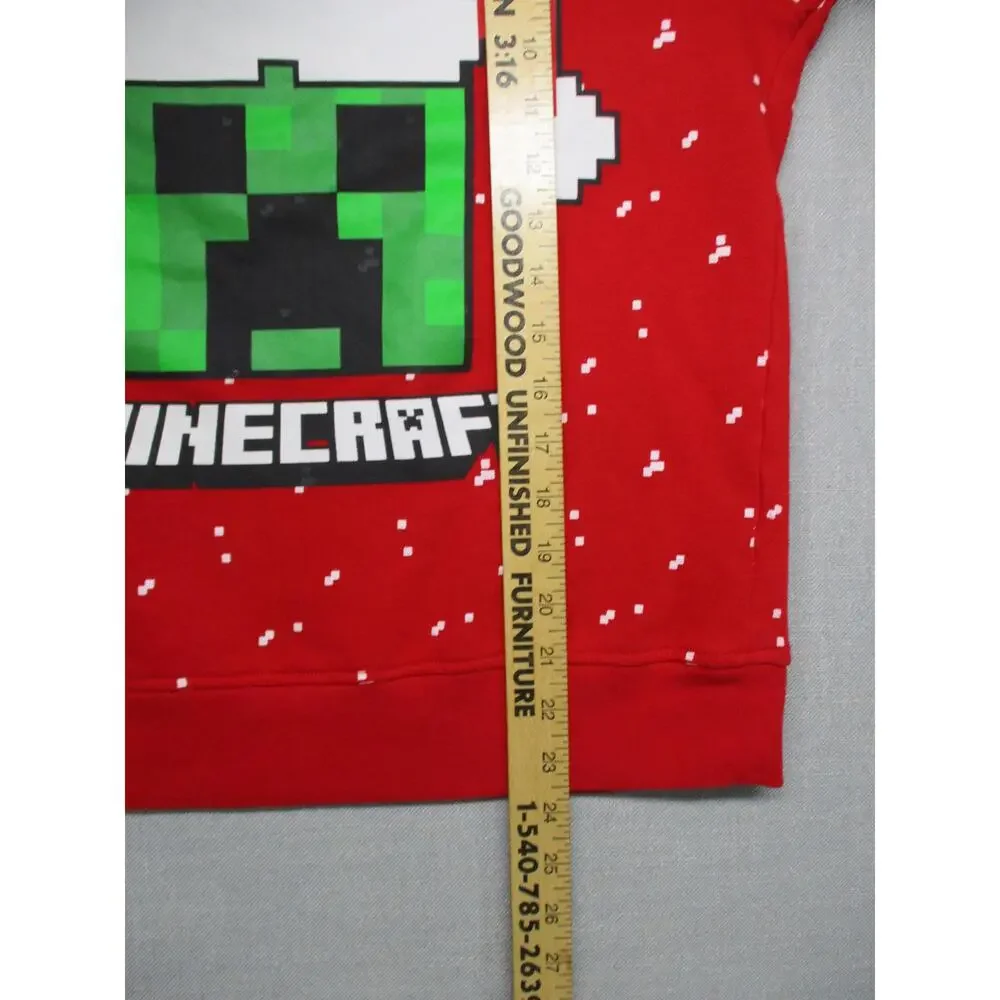 Minecraft Red Holiday Gamer Graphic Crewneck Sweatshirt Creeper Boys‎ Size XL